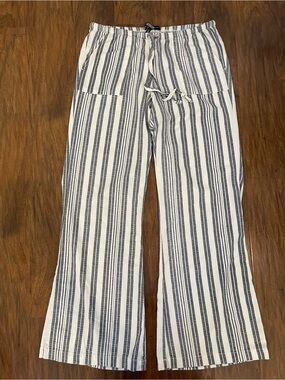 Rewash Boardwalk Linen Rayon Wide Leg Pants Striped Smocked Waist M GUC